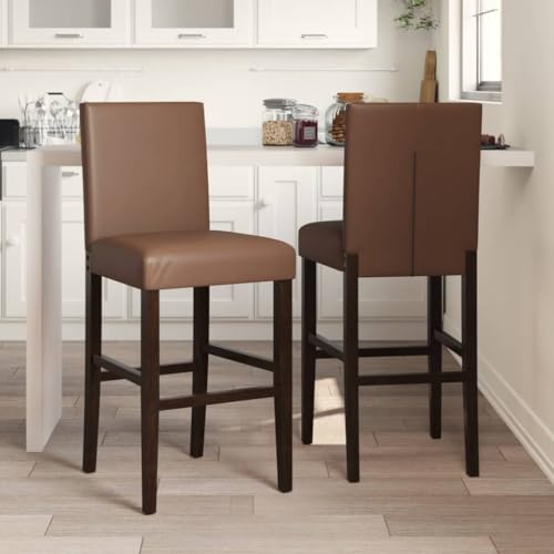 Qnhdfrt Barhocker Set 2 Stück aus Massivholz Gummibaum & Kunstleder, Braun & Schwarz, 43,5 x 51 x 112 cm, Bequeme Rückenlehne & Fußstütze für Küche Esszimmer und Wohnzimmer Qnhdfrt Barhocker Set 2 Stück aus Massivholz Gummibaum & Kunstleder, Braun & Schwarz, 43,5 x 51 x 112 cm, Bequeme Rückenlehne & Fußstütze für Küche Esszimmer und Wohnzimmer von Qnhdfrt