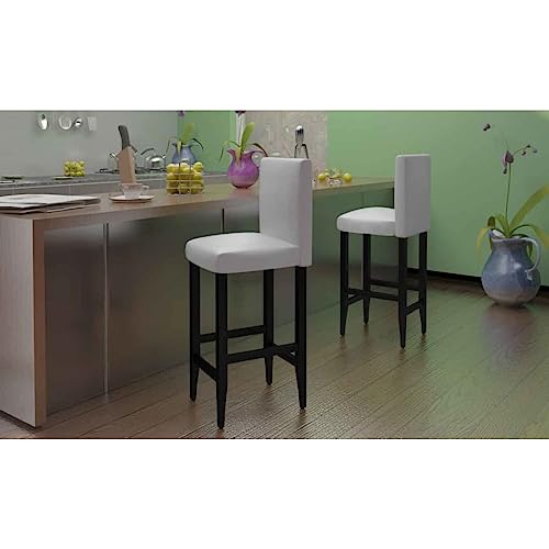 Qnhdfrt Barhocker Set 4 Stück, Elegante Barstühle aus Kunstleder Cremeweiß mit Holzbeinen Schwarz, Bequeme Rückenlehne, Langlebig & Stilvoll für Küche Café und Wohnbereich von Qnhdfrt