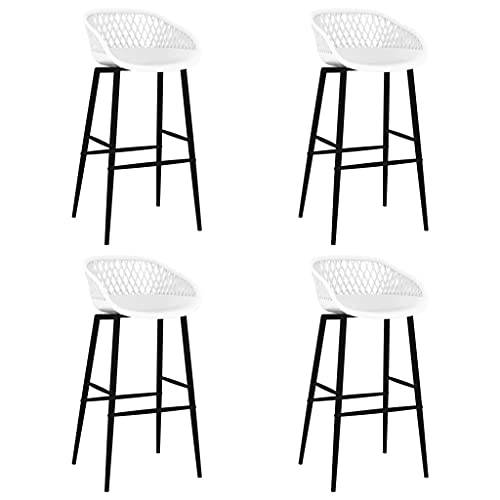 Qnhdfrt Barhocker Set 4 Stück Weiß, Moderne Barstühle mit Niedriger Rückenlehne und Netzoptik, Robustes PP & Metall Gestell, Höhe 95,5 cm, für Küche, Garten und Outdoor Bereich von Qnhdfrt