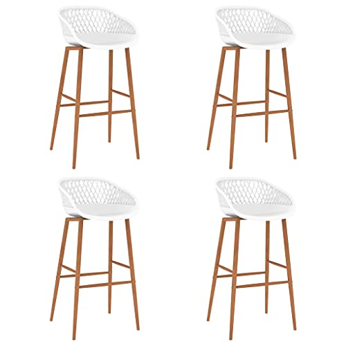 Qnhdfrt Barhocker Set 4 Stück Weiß, Robuste PP Barstühle mit Metallbeinen in Holzoptik, Ergonomischer Sitz mit Netzoptik, 48 x 47,5 x 95,5 cm, für Küche Bar und Outdoor Qnhdfrt Barhocker Set 4 Stück Weiß, Robuste PP Barstühle mit Metallbeinen in Holzoptik, Ergonomischer Sitz mit Netzoptik, 48 x 47,5 x 95,5 cm, für Küche Bar und Outdoor von Qnhdfrt