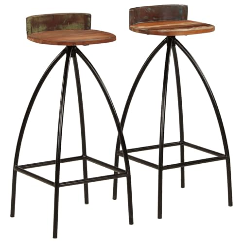 Qnhdfrt Barhocker Set aus Massivem Altholz & Stahl, 2 Stück Barstühle mit Rückenlehne, 40 x 40 x 82 cm, Robust & Langlebig für Küche, Esszimmer und Outdoor Qnhdfrt Barhocker Set aus Massivem Altholz & Stahl, 2 Stück Barstühle mit Rückenlehne, 40 x 40 x 82 cm, Robust & Langlebig für Küche, Esszimmer und Outdoor von Qnhdfrt