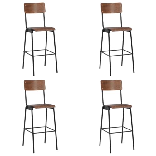 Qnhdfrt Barhocker Set aus massivem Sperrholz und Stahl, 4-TLG. Schwarze Barstühle mit stapelbarem Design, robust & langlebig für Küche Esszimmer und Outdoor Bereich von Qnhdfrt