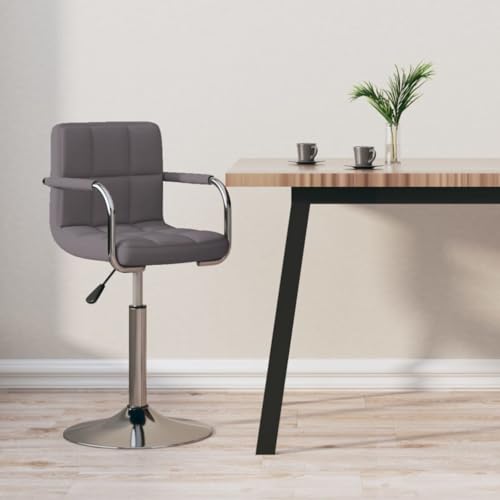 Qnhdfrt Barhocker Taupe, Höhenverstellbarer Drehhocker mit Gasdruckfeder und 360-Grad-Drehung, Weicher Stoffbezug und Verchromtes Stahlgestell, 48 x 47 x 71-85,5 cm, Bequem & Stabil für Küche Bar von Qnhdfrt