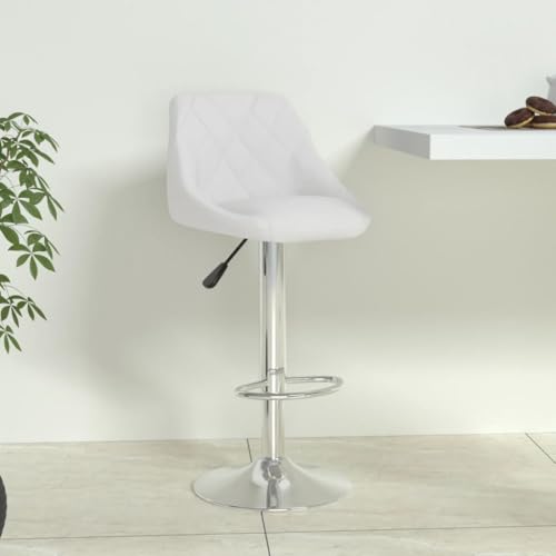 Qnhdfrt Barhocker Weiß, Höhenverstellbarer Drehhocker aus Kunstleder mit Chromstahl-Gestell, 44 x 46 x 82-103 cm, Bequem & Stabil für Küche Bar und Schminktisch von Qnhdfrt