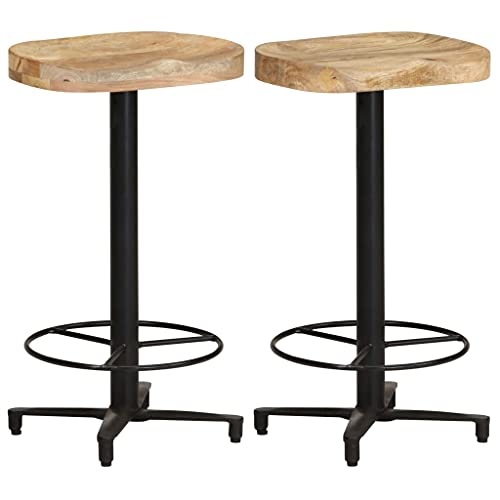 Qnhdfrt Barhocker aus Massivem Mangoholz mit Pulverbeschichteter Eisenbasis, 2er Set 40 x 40 x 66 cm, Stabile & Wetterfeste Hocker für Küche Garten und Outdoorbereich von Qnhdfrt