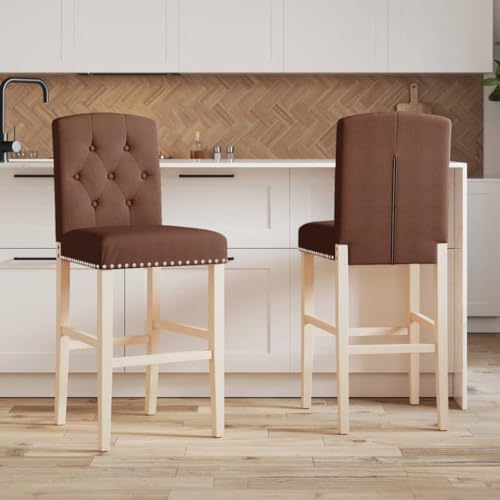 Qnhdfrt Barhocker aus Massivholz, 2er Set Braun mit Bequemer Stoffpolsterung, 43,5 x 52 x 114 cm, Stabiler Gummibaumholz-Rahmen & Fußstützen für Küche Esszimmer und Wohnbereich Qnhdfrt Barhocker aus Massivholz, 2er Set Braun mit Bequemer Stoffpolsterung, 43,5 x 52 x 114 cm, Stabiler Gummibaumholz-Rahmen & Fußstützen für Küche Esszimmer und Wohnbereich von Qnhdfrt
