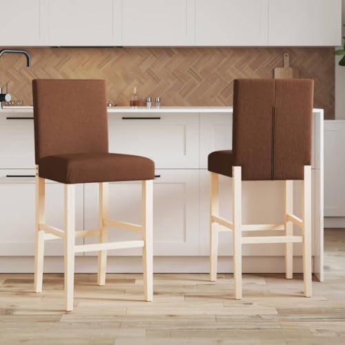 Qnhdfrt Barhocker aus Massivholz, 2er Set Braune Barstühle aus Gummibaumholz mit Bequemer Stoffpolsterung, 75 cm Sitzhöhe für Küche Esszimmer und Wohnbereich Qnhdfrt Barhocker aus Massivholz, 2er Set Braune Barstühle aus Gummibaumholz mit Bequemer Stoffpolsterung, 75 cm Sitzhöhe für Küche Esszimmer und Wohnbereich von Qnhdfrt
