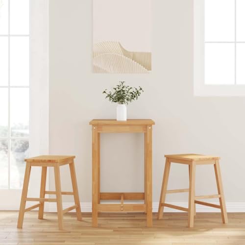Qnhdfrt Barhocker aus Massivholz, 2er Set Natur Gummibaumholz mit Komfortabler Rückenlehne, 52 x 41 x 63 cm, Robust & Vielseitig für Küche Esszimmer und Wohnzimmer von Qnhdfrt