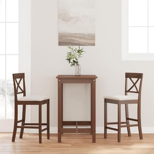 Qnhdfrt Barhocker aus Massivholz Gummibaum mit Kissen, 2 Stück Braun & Hell, 41 x 46,5 x 95,5 cm, Ergonomische Rückenlehne & Hohe Tragfähigkeit bis 110 kg, Bequem & Stabil für Küche Wohnzimmer von Qnhdfrt