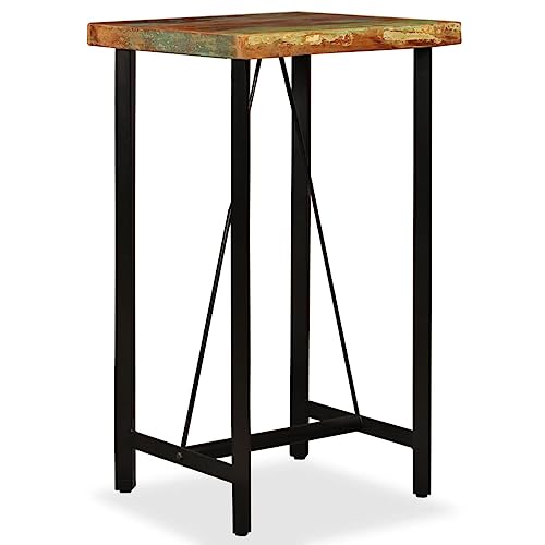 Qnhdfrt Bartisch Altholz 60x60x107 cm Massiv Stehtisch Industrial Style Küchentisch klein mit Stahlgestell Robust & platzsparend für Küche Esszimmer Balkon Outdoor Bar von Qnhdfrt