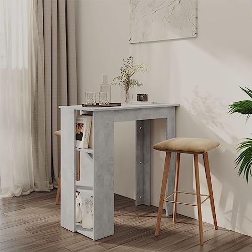 Qnhdfrt Bartisch mit Regal Betongrau Holzwerkstoff 102x50x103,5 cm Moderner Stehtisch mit 3 Ablagen für Kleine Räume Küche Balkon Essbereich Qnhdfrt Bartisch mit Regal Betongrau Holzwerkstoff 102x50x103,5 cm Moderner Stehtisch mit 3 Ablagen für Kleine Räume Küche Balkon Essbereich von Qnhdfrt