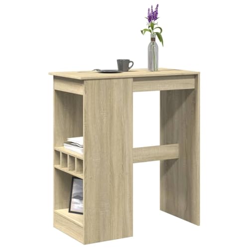 Qnhdfrt Bartisch mit Regal in Sonoma-Eiche Holzwerkstoff 90x47,5x103,5 cm mit 4 Weinhaltern Robust und Langlebig für Küche Wohnzimmer Essbereich von Qnhdfrt