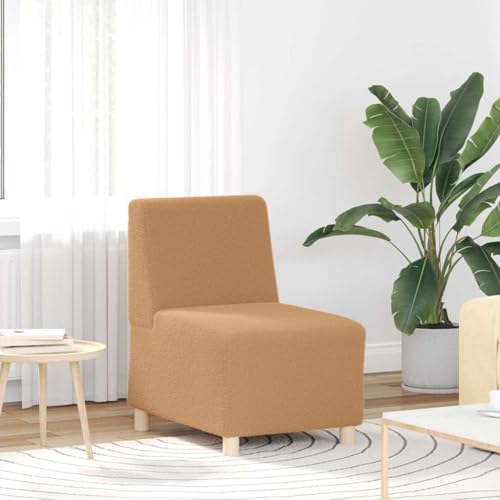 Qnhdfrt Beiger Sessel ohne Armlehnen 55 cm in Lammwolloptik Stoff Komfortabler Sofa-Stuhl für Wohnzimmer Schlafzimmer Balkon und Homeoffice von Qnhdfrt