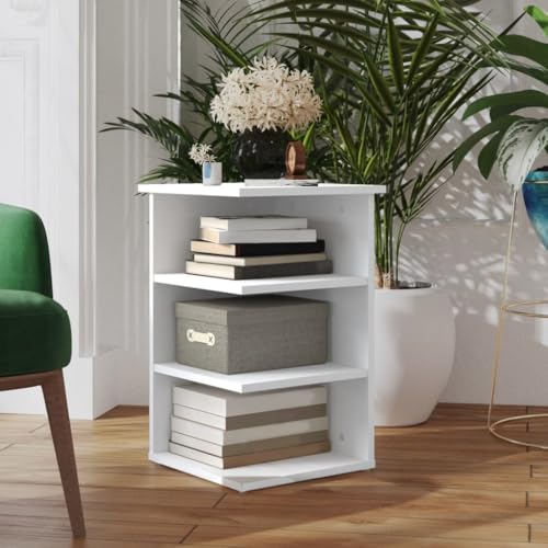 Qnhdfrt Beistellregal Weiß Holzwerkstoff 35x35x55 cm mit 3 Regalen für Wohnzimmer als Sideboard oder Bücherregal Praktische Aufbewahrung und Stilvolles Design von Qnhdfrt