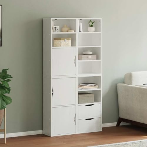 Qnhdfrt Beistellschränke Set 4 Stück ODDA Weiß Massivholz Kiefer 40x24x79 cm Modulares Design mit Türen und Schubladen für Wohnzimmer Küche Flur Büro Qnhdfrt Beistellschränke Set 4 Stück ODDA Weiß Massivholz Kiefer 40x24x79 cm Modulares Design mit Türen und Schubladen für Wohnzimmer Küche Flur Büro von Qnhdfrt