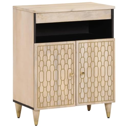 Qnhdfrt Beistellschrank Massivholz Mango Handgeschnitzt 60x33x75 cm Natur Landhausstil mit Stauraum für Wohnzimmer Küche Flur Qnhdfrt Beistellschrank Massivholz Mango Handgeschnitzt 60x33x75 cm Natur Landhausstil mit Stauraum für Wohnzimmer Küche Flur von Qnhdfrt