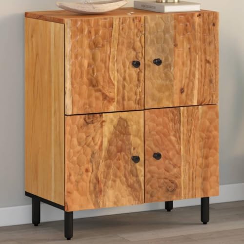 Qnhdfrt Beistellschrank Sideboard Massivholz Akazie 60x33x75 cm Landhausstil mit Eisenbeinen für Wohnzimmer Küche Flur Stauraum von Qnhdfrt