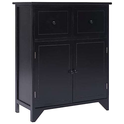 Qnhdfrt Beistellschrank Sideboard Schwarz Massivholz Paulownia 60x30x75 cm mit 2 Schubladen und Schrankfach für Wohnzimmer Schlafzimmer Kommode Qnhdfrt Beistellschrank Sideboard Schwarz Massivholz Paulownia 60x30x75 cm mit 2 Schubladen und Schrankfach für Wohnzimmer Schlafzimmer Kommode von Qnhdfrt