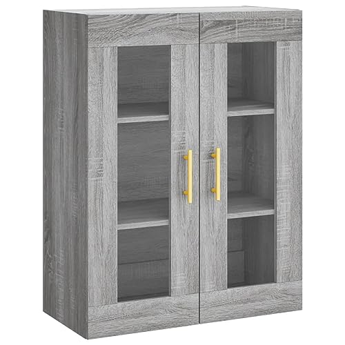 Qnhdfrt Beistellschrank Wandschrank Grau Sonoma 69,5x34x90 cm mit Glas Elegantes Design für Sideboard Highboard Wohnzimmer Schlafzimmer Büro Qnhdfrt Beistellschrank Wandschrank Grau Sonoma 69,5x34x90 cm mit Glas Elegantes Design für Sideboard Highboard Wohnzimmer Schlafzimmer Büro von Qnhdfrt