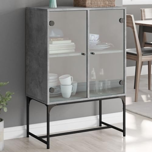 Qnhdfrt Beistellschrank mit Glastüren Betongrau 69x37x100 cm Aufbewahrungsschrank für Wohnzimmer Flur Küche Qnhdfrt Beistellschrank mit Glastüren Betongrau 69x37x100 cm Aufbewahrungsschrank für Wohnzimmer Flur Küche von Qnhdfrt