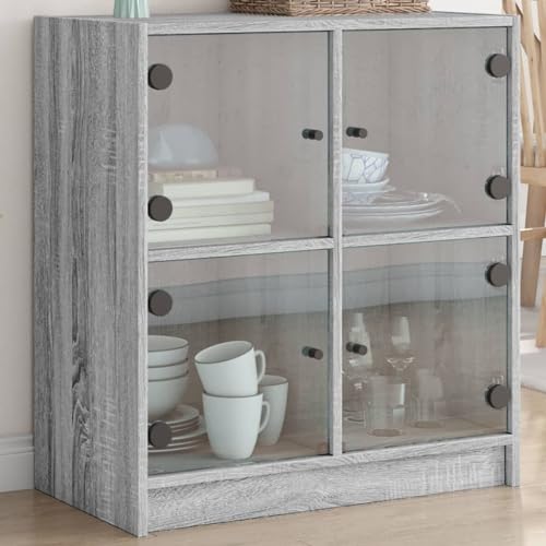 Qnhdfrt Beistellschrank mit Glastüren Grau Sonoma 68x37x75,5 cm Sideboard Vitrine Aufbewahrungsschrank für Wohnzimmer Flur Büro mit zeitlosem Design stabil langlebig Qnhdfrt Beistellschrank mit Glastüren Grau Sonoma 68x37x75,5 cm Sideboard Vitrine Aufbewahrungsschrank für Wohnzimmer Flur Büro mit zeitlosem Design stabil langlebig von Qnhdfrt