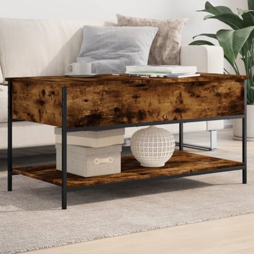 Qnhdfrt Beistelltisch Couchtisch Wohnzimmertisch Räuchereiche 100x50x50 cm Holzwerkstoff Metall Moderner Couch Tisch mit Stauraum und Verstellbaren Füßen für Wohnzimmer Qnhdfrt Beistelltisch Couchtisch Wohnzimmertisch Räuchereiche 100x50x50 cm Holzwerkstoff Metall Moderner Couch Tisch mit Stauraum und Verstellbaren Füßen für Wohnzimmer von Qnhdfrt