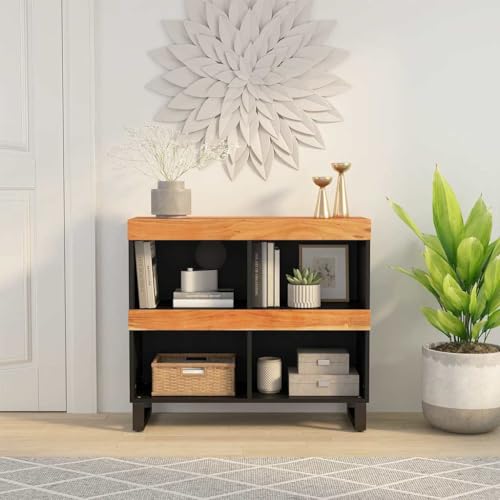 Qnhdfrt Beistelltisch Massivholz Akazie Industrial Nachttisch Schmal 85x33x75 cm Stauraum Schlafzimmer Wohnzimmer von Qnhdfrt