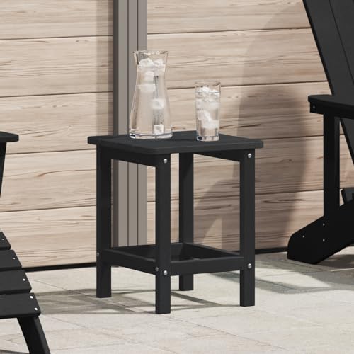 Qnhdfrt Beistelltisch Outdoor Schwarz 38x38x45 cm Quadratisch HDPE Tisch für Garten Terrasse Balkon Robustes Design Natürliche Optik von Qnhdfrt