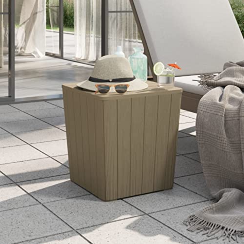 Qnhdfrt Beistelltisch Outdoor mit Abnehmbarer Tischplatte Stauraum Hellbraun Polypropylen Holz-Optik Klein 38.5x38.5x42cm für Garten Balkon Camping Robust und Langlebig von Qnhdfrt