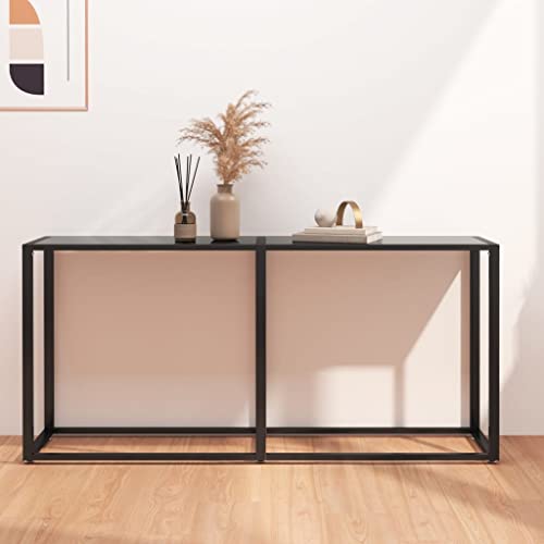Qnhdfrt Beistelltisch Schwarz 160x35x75,5 cm Hartglas Konsolentisch mit Wandmontage für Wohnzimmer Balkon Qnhdfrt Beistelltisch Schwarz 160x35x75,5 cm Hartglas Konsolentisch mit Wandmontage für Wohnzimmer Balkon von Qnhdfrt