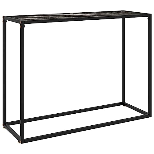Qnhdfrt Beistelltisch Schwarz Konsolentisch aus gehärtetem Glas und pulverbeschichtetem Stahl 100x35x75 cm Modernes Design mit Marmor-Optik für Innenbereiche wie Wohnzimmer und Balkon Qnhdfrt Beistelltisch Schwarz Konsolentisch aus gehärtetem Glas und pulverbeschichtetem Stahl 100x35x75 cm Modernes Design mit Marmor-Optik für Innenbereiche wie Wohnzimmer und Balkon von Qnhdfrt