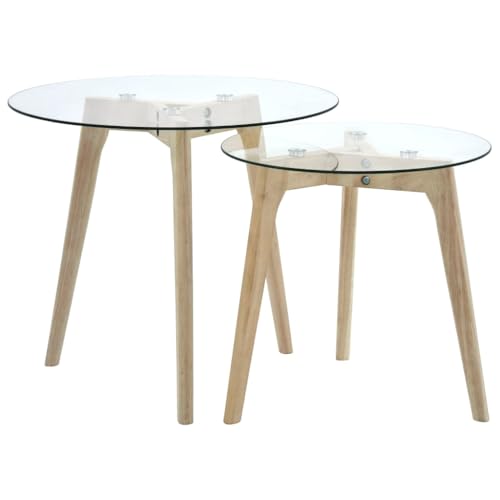 Qnhdfrt Beistelltisch Set 2-TLG. Hartglas Tische mit Eichenholz Beinen Transparent Braun Klein 40x39.5cm und Groß 50x46cm für Wohnzimmer Couch Nachttisch Elegantes Design Stabile und Leichte Möbel Qnhdfrt Beistelltisch Set 2-TLG. Hartglas Tische mit Eichenholz Beinen Transparent Braun Klein 40x39.5cm und Groß 50x46cm für Wohnzimmer Couch Nachttisch Elegantes Design Stabile und Leichte Möbel von Qnhdfrt