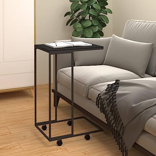 Qnhdfrt Beistelltisch mit Rollen Schwarz 40x30x63,5 cm C-Design Holzwerkstoff Eisen für Wohnzimmer Schlafzimmer Qnhdfrt Beistelltisch mit Rollen Schwarz 40x30x63,5 cm C-Design Holzwerkstoff Eisen für Wohnzimmer Schlafzimmer von Qnhdfrt
