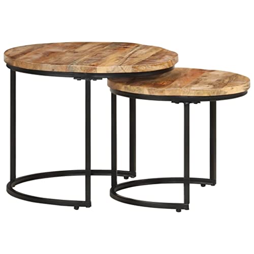 Qnhdfrt Beistelltische Set aus rohem Mangoholz 2 STK. in verschiedenen Größen natürliches Finish für Wohnzimmer Flur Schlafzimmer Dekoration Qnhdfrt Beistelltische Set aus rohem Mangoholz 2 STK. in verschiedenen Größen natürliches Finish für Wohnzimmer Flur Schlafzimmer Dekoration von Qnhdfrt