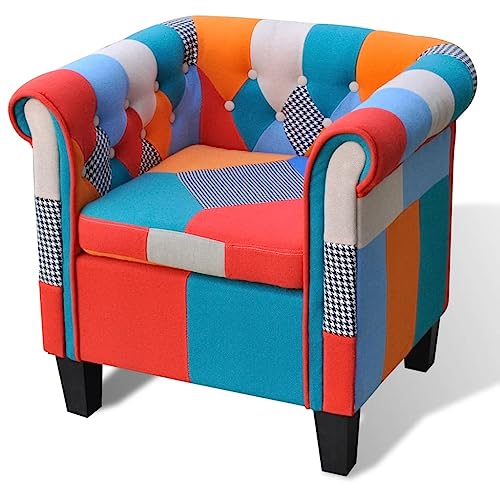 Qnhdfrt Bequemer Patchwork Design Sessel Relaxsessel mit Hochwertigem Schaumstoff und Sperrholzgestell für Wohnzimmer Schlafzimmer Lounge Indoor Größe 68,5x60,5x65 cm Farbenfrohes Muster von Qnhdfrt