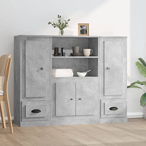 Qnhdfrt Betongrau Highboard Sideboard 3 Stück aus Holzwerkstoff mit Stauraum und Wandhalterung für Wohnzimmer Flur Küche, Zeitloses Design, Maße 132x35,5x103,5 cm Qnhdfrt Betongrau Highboard Sideboard 3 Stück aus Holzwerkstoff mit Stauraum und Wandhalterung für Wohnzimmer Flur Küche, Zeitloses Design, Maße 132x35,5x103,5 cm von Qnhdfrt