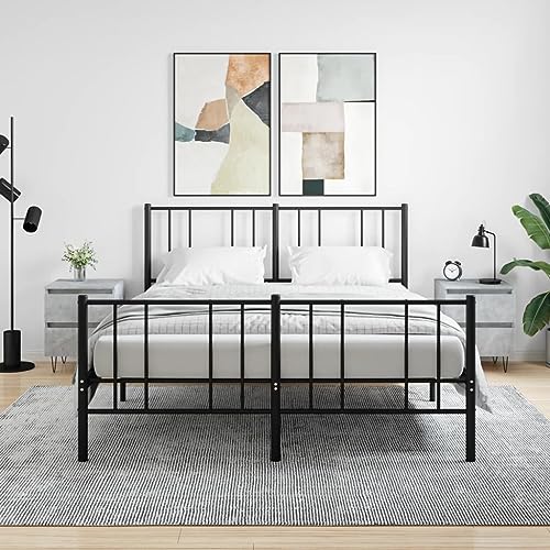 Qnhdfrt Betongrau Nachttische Set mit 2 Schubladen aus Holzwerkstoff und Eisen 40x35x50 cm Schmal und Klein für Schlafzimmer Modernes Design Starker Stauraum von Qnhdfrt