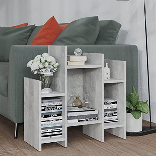 Qnhdfrt Betongrau Regalschrank 60x26x60 cm aus Holzwerkstoff mit 6 Regalen, Beistellschrank für Wohnzimmer Küche Flur, Wandhalterung inklusive Modernes Design von Qnhdfrt