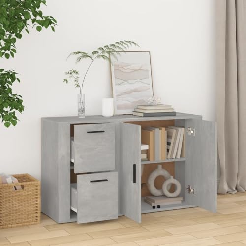 Qnhdfrt Betongrau Sideboard 100x33x59,5 cm aus Holzwerkstoff - Robustes Möbel für Wohnzimmer Küche Flur mit Stauraum Qnhdfrt Betongrau Sideboard 100x33x59,5 cm aus Holzwerkstoff - Robustes Möbel für Wohnzimmer Küche Flur mit Stauraum von Qnhdfrt