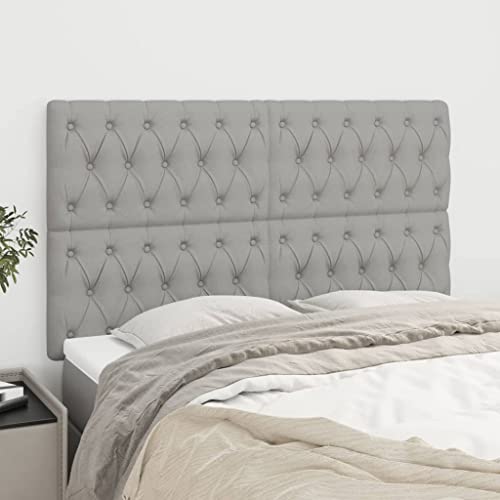 Qnhdfrt Bett Kopfteil 4er Set Hellgrau 72x7x78/88 cm Höhenverstellbar Atmungsaktiver Stoff & Massive Lärchenholzbeine Moderne Rückenlehne für Schlafzimmer und Gästezimmer von Qnhdfrt