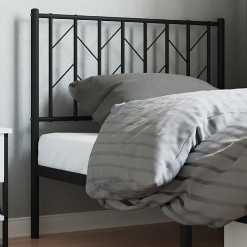 Qnhdfrt Bett Kopfteil 90 cm Schwarz aus pulverbeschichtetem Stahl, Modernes Design mit runder Rohrstruktur, Robuste Metall Rückenlehne für Einzelbett, Einfache Montage für Schlafzimmer und Gästezimmer Qnhdfrt Bett Kopfteil 90 cm Schwarz aus pulverbeschichtetem Stahl, Modernes Design mit runder Rohrstruktur, Robuste Metall Rückenlehne für Einzelbett, Einfache Montage für Schlafzimmer und Gästezimmer von Qnhdfrt