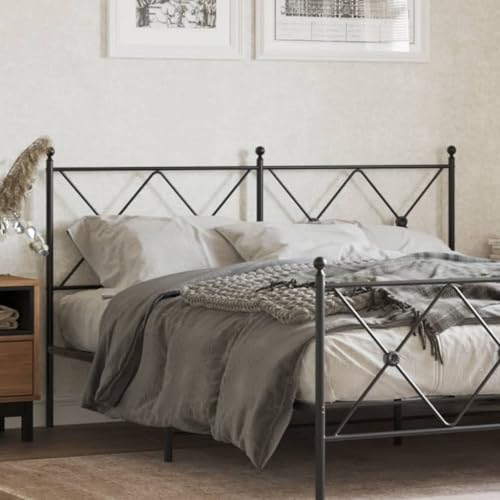 Qnhdfrt Bett Kopfteil Schwarz 150 cm aus Stahl Modernes Design mit Runder Rohrform Robuste Rückenlehne für Matratzen 150 cm Breit für Schlafzimmer und Gästezimmer von Qnhdfrt