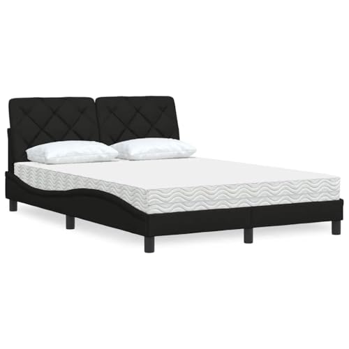 Qnhdfrt Bett mit Matratze 140x200 cm Schwarz Stoff Modernes Design mit Atmungsaktivem Polyester und Schaumstoffmatratze für Erholsamen Schlaf Qnhdfrt Bett mit Matratze 140x200 cm Schwarz Stoff Modernes Design mit Atmungsaktivem Polyester und Schaumstoffmatratze für Erholsamen Schlaf von Qnhdfrt