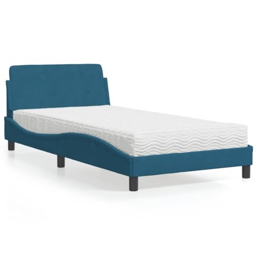 Qnhdfrt Bett mit Matratze Dover Blau 100x200 cm Samt Modernes Wellendesign mit Schaumstoffmatratze H2/H3 für erholsamen Schlaf und optimale Unterstützung Qnhdfrt Bett mit Matratze Dover Blau 100x200 cm Samt Modernes Wellendesign mit Schaumstoffmatratze H2/H3 für erholsamen Schlaf und optimale Unterstützung von Qnhdfrt