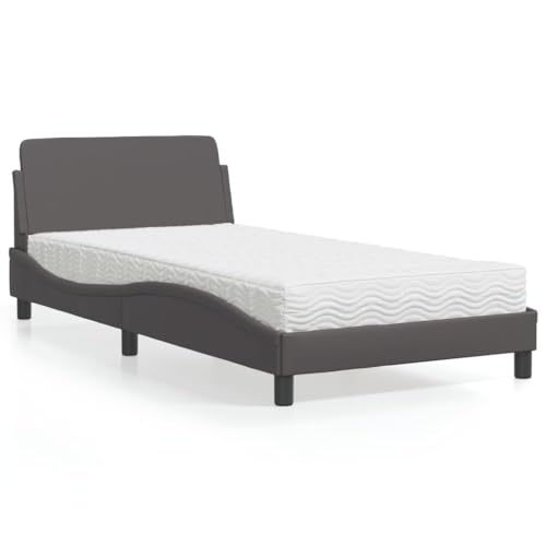 Qnhdfrt Bett mit Matratze Dover Grau 100x200 cm Kunstleder – Modernes Bettgestell mit Schaumstoffmatratze und Wellendesign für Schlafzimmer Gästebett oder Jugendzimmer Qnhdfrt Bett mit Matratze Dover Grau 100x200 cm Kunstleder – Modernes Bettgestell mit Schaumstoffmatratze und Wellendesign für Schlafzimmer Gästebett oder Jugendzimmer von Qnhdfrt