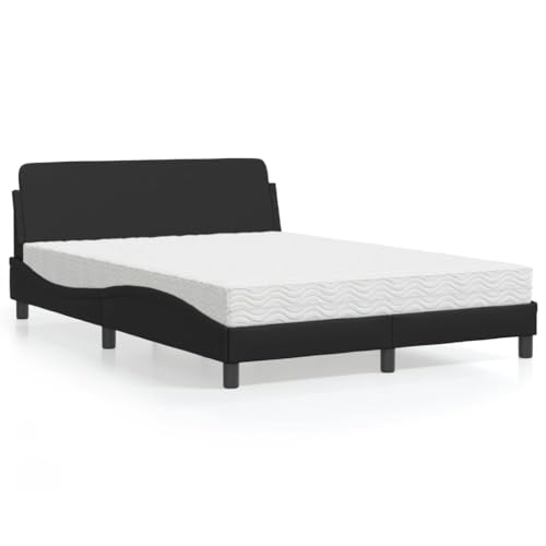 Qnhdfrt Bett mit Matratze Dover Schwarz 140x200 cm Kunstleder Modernes Design mit Wellenform Kopfteil und 3-Schicht Schaumstoffmatratze H2/H3 Härtegrad für Schlafzimmer Gästebett oder Jugendzimmer Qnhdfrt Bett mit Matratze Dover Schwarz 140x200 cm Kunstleder Modernes Design mit Wellenform Kopfteil und 3-Schicht Schaumstoffmatratze H2/H3 Härtegrad für Schlafzimmer Gästebett oder Jugendzimmer von Qnhdfrt