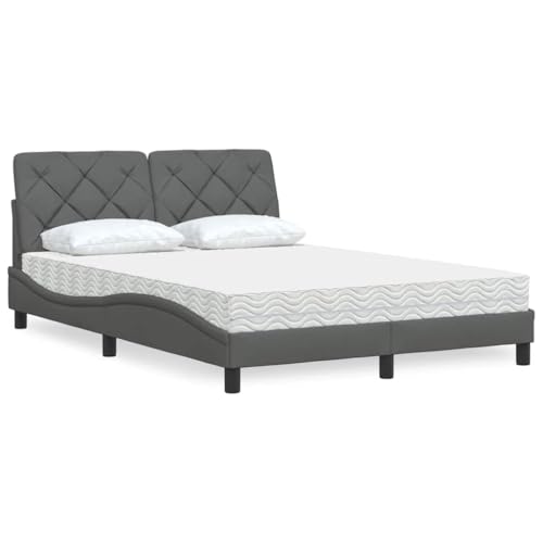 Qnhdfrt Bett mit Matratze Dunkelgrau 140x190 cm Stoffbetten mit Lattenrost und Kopfteil Bequemes Gästebett oder Jugendbett für Schlafzimmer Qnhdfrt Bett mit Matratze Dunkelgrau 140x190 cm Stoffbetten mit Lattenrost und Kopfteil Bequemes Gästebett oder Jugendbett für Schlafzimmer von Qnhdfrt
