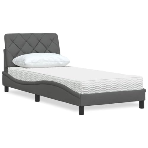 Qnhdfrt Bett mit Matratze Dunkelgrau 80x200 cm Stoffbetten mit Kopfteil und Lattenrost Bequemes Gästebett oder Jugendbett für Schlafzimmer Qnhdfrt Bett mit Matratze Dunkelgrau 80x200 cm Stoffbetten mit Kopfteil und Lattenrost Bequemes Gästebett oder Jugendbett für Schlafzimmer von Qnhdfrt