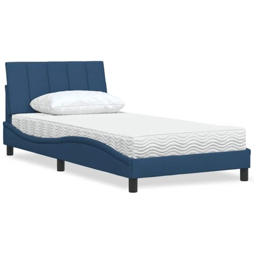 Qnhdfrt Bett mit Matratze Hanko Blau 100x200 cm Stoff Polyester Atmungsaktiv mit Schaumstoffmatratze und Lattenrost für Schlafzimmer Gästebett oder Jugendzimmer Qnhdfrt Bett mit Matratze Hanko Blau 100x200 cm Stoff Polyester Atmungsaktiv mit Schaumstoffmatratze und Lattenrost für Schlafzimmer Gästebett oder Jugendzimmer von Qnhdfrt
