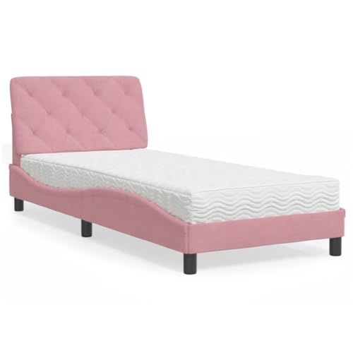 Qnhdfrt Bett mit Matratze Rosa 80x200 cm Samt Modernes Wellendesign mit Kopfteil und 3-Schicht Schaumstoffmatratze H2 H3 Härtegrad für optimalen Schlafkomfort Qnhdfrt Bett mit Matratze Rosa 80x200 cm Samt Modernes Wellendesign mit Kopfteil und 3-Schicht Schaumstoffmatratze H2 H3 Härtegrad für optimalen Schlafkomfort von Qnhdfrt